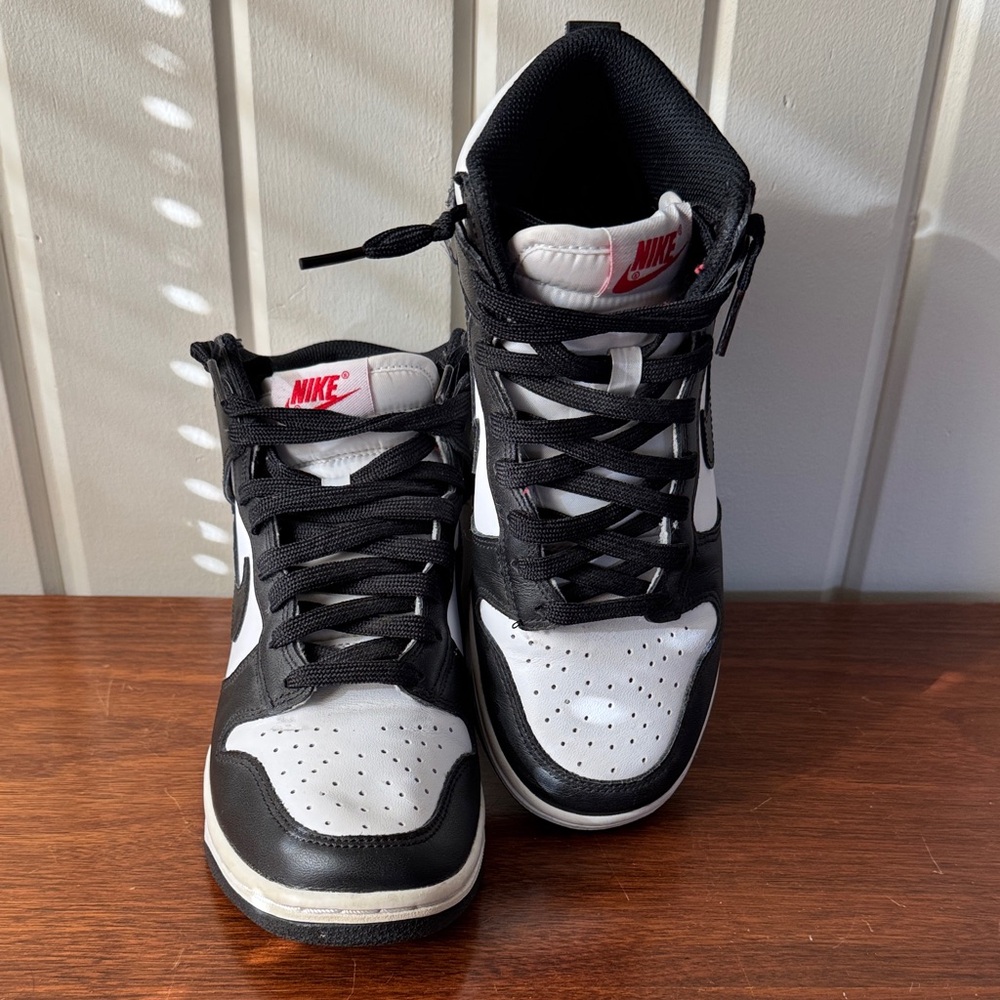 Nike Black and White Sneakers with Red Logo